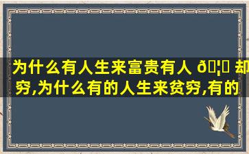 为什么有人生来富贵有人 🦁 却穷,为什么有的人生来贫穷,有的 💐 人生来富贵